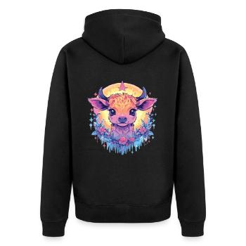 Vache Tête de vache Audacieuse Agriculture Veau - Veste à capuche bio Premium Unisexe - noir - Dos - Nico (187cm)