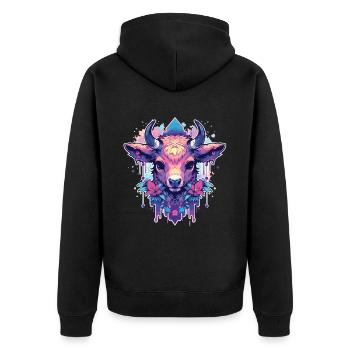 Vache Tête de vache Audacieuse Agriculture Veau - Veste à capuche bio Premium Unisexe - noir - Dos - Nico (187cm)