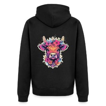 Vache Tête de vache Audacieuse Agriculture Veau - Veste à capuche bio Premium Unisexe - noir - Dos - Nico (187cm)