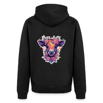 Kuh Kuhkopf Kühne Landwirtschaft Kälbchen - Unisex Premium Bio Zip Hoodie - Schwarz - Hinten - Nico (187cm)