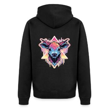 Vache Tête de vache Audacieuse Agriculture Veau - Veste à capuche bio Premium Unisexe - noir - Dos - Nico (187cm)
