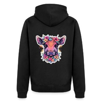 Vache Tête de vache Audacieuse Agriculture Veau - Veste à capuche bio Premium Unisexe - noir - Dos - Nico (187cm)