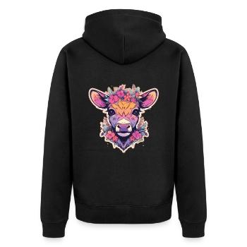 Kuh Kuhkopf Kühne Landwirtschaft Kälbchen - Unisex Premium Bio Zip Hoodie - Schwarz - Hinten - Nico (187cm)