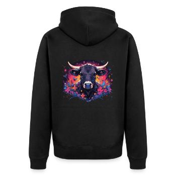 Vache Tête de vache Audacieuse Agriculture Veau - Veste à capuche bio Premium Unisexe - noir - Dos - Nico (187cm)