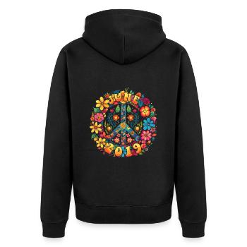Flower Power Hippie Birthday - Juin 2019 - Veste à capuche bio Premium Unisexe - noir - Dos - Nico (187cm)