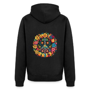 Flower Power Hippie Birthday - Juillet 2019 - Veste à capuche bio Premium Unisexe - noir - Dos - Nico (187cm)