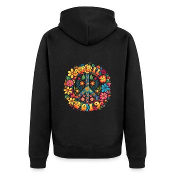 Flower Power Hippie Birthday - Avril 2019 - Veste à capuche bio Premium Unisexe - noir - Dos - Nico (187cm)