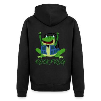 Frosch Rockmusik Frösche - Unisex Premium Bio Zip Hoodie - Schwarz - Hinten - Nico (187cm)
