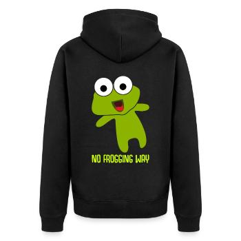 Frosch No freaking way Frösche - Unisex Premium Bio Zip Hoodie - Schwarz - Hinten - Nico (187cm)