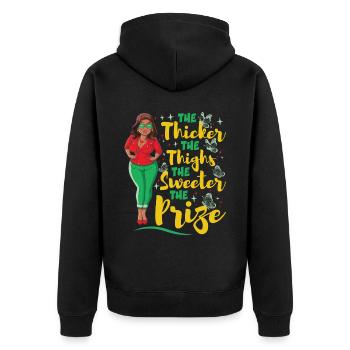 Juneteenth Women - Unisex Premium Organic Zip Hoodie - black - Back - Nico (187cm)