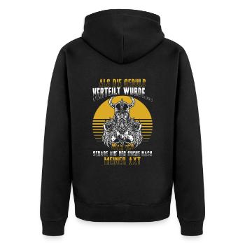 Als die Geduld verteilt wurde - Wikinger - Unisex Premium Bio Zip Hoodie - Schwarz - Hinten - Nico (187cm)