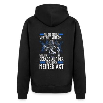 Als die Geduld verteilt wurde - Wikinger - Unisex Premium Bio Zip Hoodie - Schwarz - Hinten - Nico (187cm)