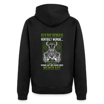 Als die Geduld verteilt wurde - Wikinger - Unisex Premium Bio Zip Hoodie - Schwarz - Hinten - Nico (187cm)
