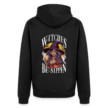 Witches be Sippin' Funny Halloween Party Witch - Unisex Premium Bio Zip Hoodie - Schwarz - Hinten - Nico (187cm)