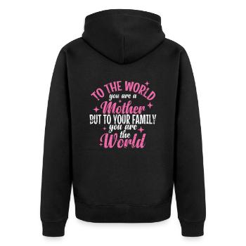 Vous êtes le monde de votre famille Fête des mères - Veste à capuche bio Premium Unisexe - noir - Dos - Nico (187cm)