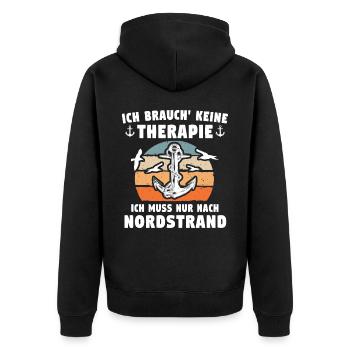 Nordstrand Sprüche - Unisex Premium Bio Zip Hoodie - Schwarz - Hinten - Nico (187cm)