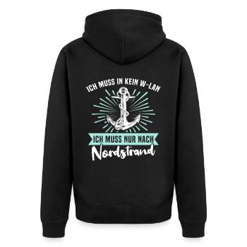 Nordstrand Sprüche - Unisex Premium Bio Zip Hoodie - Schwarz - Hinten - Nico (187cm)