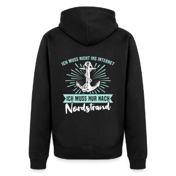 Nordstrand Sprüche - Unisex Premium Bio Zip Hoodie - Schwarz - Hinten - Nico (187cm)