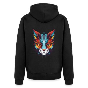 Tête de portrait de chat - Veste à capuche bio Premium Unisexe - noir - Dos - Nico (187cm)