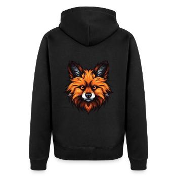 Pomeranian Hund Portrait - Unisex Premium Bio Zip Hoodie - Schwarz - Hinten - Nico (187cm)