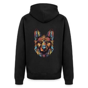 German Shepherd Dog Portrait - Unisex Premium Organic Zip Hoodie - black - Back - Nico (187cm)