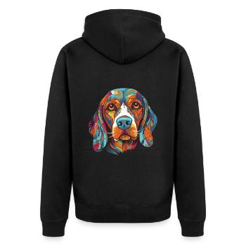 Portrait de chien Beagle - Veste à capuche bio Premium Unisexe - noir - Dos - Nico (187cm)