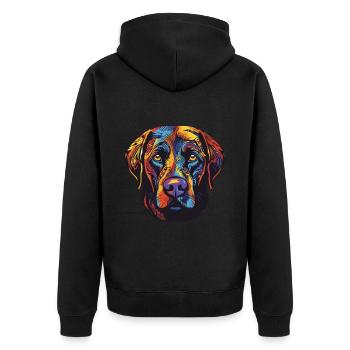 Labrador Hund Portrait - Unisex Premium Bio Zip Hoodie - Schwarz - Hinten - Nico (187cm)