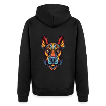 Doberman Hund Portrait - Unisex Premium Bio Zip Hoodie - Schwarz - Hinten - Nico (187cm)