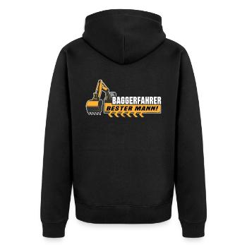 Baggerführer Baggerfahrer - Unisex Premium Bio Zip Hoodie - Schwarz - Hinten - Nico (187cm)