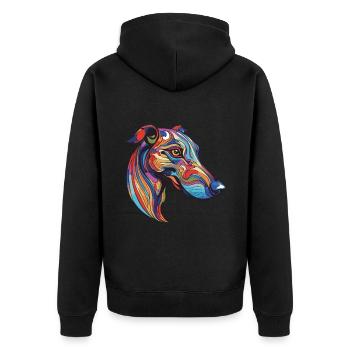 Portrait de chien Greyhound - Veste à capuche bio Premium Unisexe - noir - Dos - Nico (187cm)