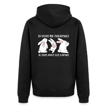 Cadeau agriculteur éleveur de lapins - Veste à capuche bio Premium Unisexe - noir - Dos - Nico (187cm)