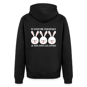 Cadeau agriculteur éleveur de lapins - Veste à capuche bio Premium Unisexe - noir - Dos - Nico (187cm)