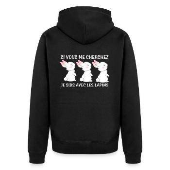 Cadeau agriculteur éleveur de lapins - Veste à capuche bio Premium Unisexe - noir - Dos - Nico (187cm)