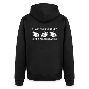 Cadeau agriculteur éleveur de vaches - Veste à capuche bio Premium Unisexe - noir - Dos - Nico (187cm)
