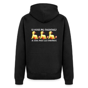 Cadeau agriculteur éleveur de canards - Veste à capuche bio Premium Unisexe - noir - Dos - Nico (187cm)
