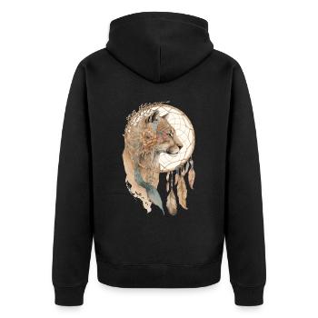 Cougar Tribal Aquarelle Cougar Dream Catcher - Veste à capuche bio Premium Unisexe - noir - Dos - Nico (187cm)