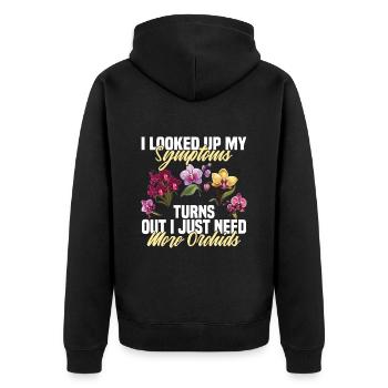 I Looked Up My Symptoms turns out i just need more - Unisex Premium Bio Zip Hoodie - Schwarz - Hinten - Nico (187cm)