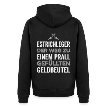 Estrich Legen Für Estrichleger Estrichbauer Handwe - Unisex Premium Bio Zip Hoodie - Schwarz - Hinten - Nico (187cm)