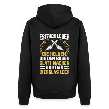 Estrich Legen Für Estrichleger Estrichbauer Handwe - Unisex Premium Bio Zip Hoodie - Schwarz - Hinten - Nico (187cm)