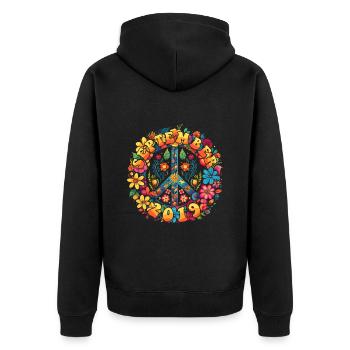Anniversaire de Flower Power Hippie - Septembre 2019 - Veste à capuche bio Premium Unisexe - noir - Dos - Nico (187cm)