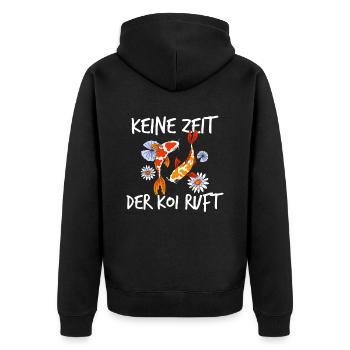 Keine Zeit Der Koi Ruft Karpfen - Unisex Premium Bio Zip Hoodie - Schwarz - Hinten - Nico (187cm)