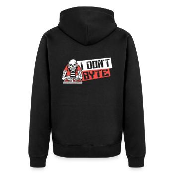 I Don't Byte Software Engineer Developer Coder - Unisex Premium Organic Zip Hoodie - black - Back - Nico (187cm)