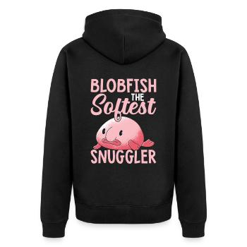 Blobfish Softest Snuggler Blobfishes Owner Lover - Unisex Premium Bio Zip Hoodie - Schwarz - Hinten - Nico (187cm)