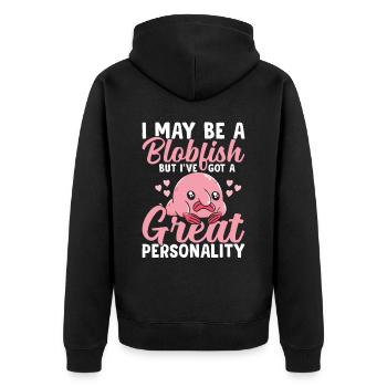 Ich Kann Ein Blobfish-besitzer Sein Blobfishes - Unisex Premium Bio Zip Hoodie - Schwarz - Hinten - Nico (187cm)