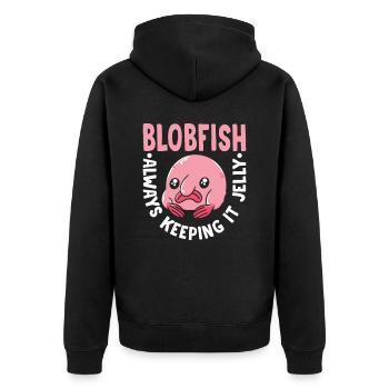 Blobfish Keeping It Jelly Blobfishes Owner - Unisex Premium Organic Zip Hoodie - black - Back - Nico (187cm)