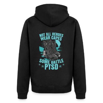 Einige Kampf-PTBS - Unisex Premium Bio Zip Hoodie - Schwarz - Hinten - Nico (187cm)