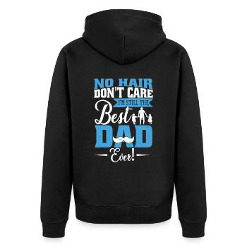 Bester Vater aller Zeiten Vaterwitz Vatertag - Unisex Premium Bio Zip Hoodie - Schwarz - Hinten - Nico (187cm)
