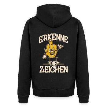 Erkenne die Zeichen! Party Disco Konzert Festival - Unisex Premium Bio Zip Hoodie - Schwarz - Hinten - Nico (187cm)