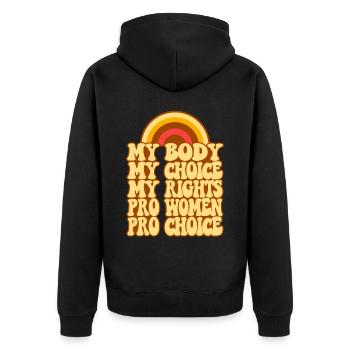 Feminist My Body My Choice My - Unisex Premium Organic Zip Hoodie - black - Back - Nico (187cm)