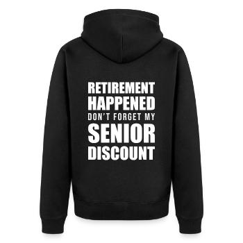 Pensioner Pension Funny - Unisex Premium Organic Zip Hoodie - black - Back - Nico (187cm)